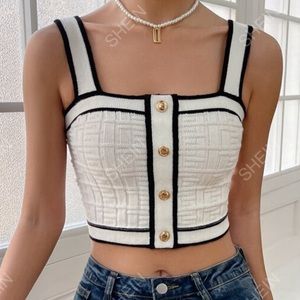 Shein black and white crop top